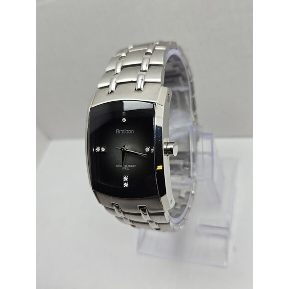 Armitron 20 4507SV Mens Rectangular Stainless Steel Quartz Watch New Battery 50m - Picture 2 of 11